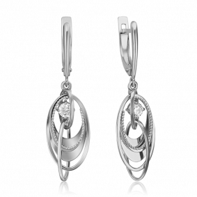Серьги из белого золота Platina 02-4422-00-501-1120-38 с фианитом 02-4422-00-501-1120-38 фото