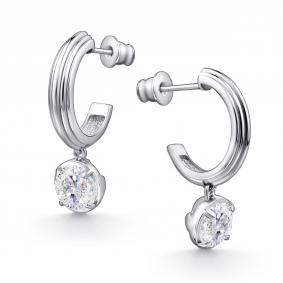 Серебряные серьги АЛЬКОР 02-4428/00ГХ-00 с горным хрусталём 02-4428/00ГХ-00 фото