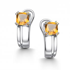 Серебряные серьги АЛЬКОР 02-4438/00ЦТ-00 с цитрином 02-4438/00ЦТ-00 фото