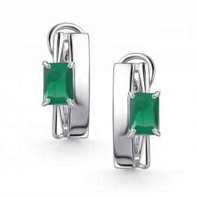 Серебряные серьги АЛЬКОР 02-4440/00АГ-00 с агатом 02-4440/00АГ-00 фото