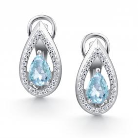 Серебряные серьги АЛЬКОР 02-4442/00ТБ-00 с топазом и фианитом 02-4442/00ТБ-00 фото
