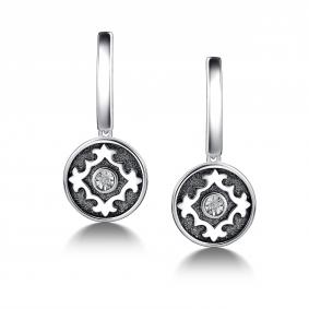 Серебряные серьги АЛЬКОР 02-4451/000Б-17 с бриллиантом 02-4451/000Б-17 фото