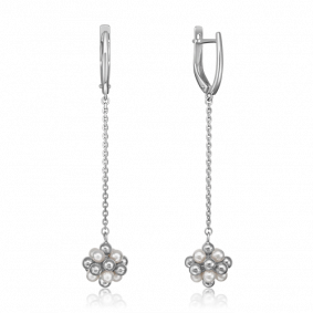 Серьги из белого золота Platina 02-4456-00-301-1120-31 с жемчугом 02-4456-00-301-1120-31 фото