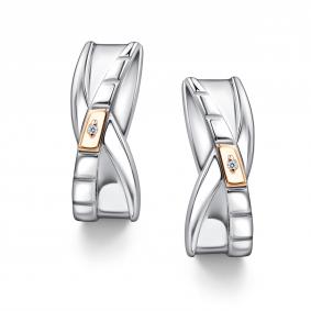 Серебряные серьги Алькор с золотой накладкой и бриллиантом 02-4459/000Б-00 02-4459/000Б-00 фото