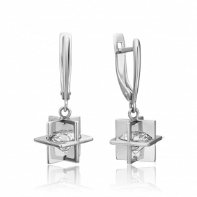 Серьги из белого золота Platina 02-4464-00-501-1120-67 с фианитом 02-4464-00-501-1120-67 фото