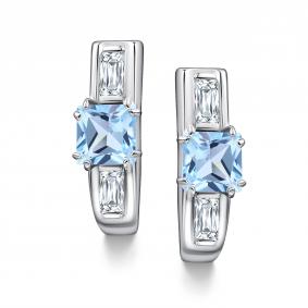 Серебряные серьги АЛЬКОР 02-4464/00ТБ-00 с топазом и фианитом 02-4464/00ТБ-00 фото
