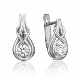 Серьги из белого золота Platina 02-4467-00-101-1120-30 с бриллиантом 02-4467-00-101-1120-30 фото