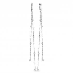 Серебряные серьги АЛЬКОР 02-4474/00СВ-00 с фианитом 02-4474/00СВ-00 фото