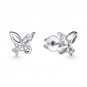 Серебряные серьги АЛЬКОР 02-4482/00КЦ-00 с фианитом 02-4482/00КЦ-00 фото