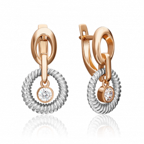 Серьги из комбинированного золота Platina 02-4483-00-501-1111-38 с фианитом 02-4483-00-501-1111-38 фото