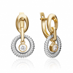 Серьги из комбинированного золота Platina 02-4483-00-501-1121-38 с фианитом 02-4483-00-501-1121-38 фото
