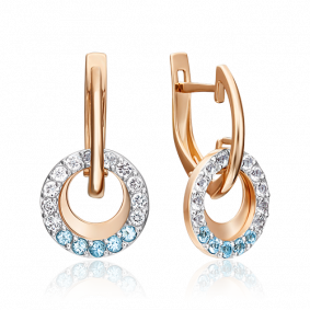 Золотые серьги Platina 02-4485-00-201-1110-57 с топазом 02-4485-00-201-1110-57 фото