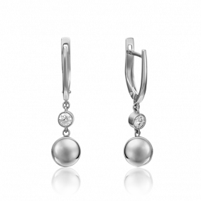 Серьги из белого золота Platina 02-4492-00-501-1120-38 с фианитом 02-4492-00-501-1120-38 фото