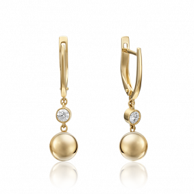 Серьги из лимонного золота Platina 02-4492-00-501-1130-38 с фианитом 02-4492-00-501-1130-38 фото