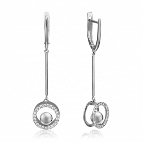 Серьги из белого золота Platina 02-4493-00-401-1120-65 с фианитом 02-4493-00-401-1120-65 фото