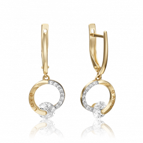 Серьги из лимонного золота Platina 02-4495-00-401-1130 с фианитом 02-4495-00-401-1130 фото