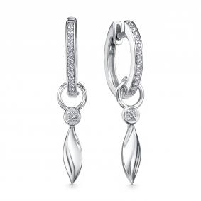Серебряные серьги АЛЬКОР 02-4496/00КЦ-00 с фианитом 02-4496/00КЦ-00 фото