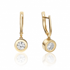 Серьги из лимонного золота Platina 02-4500-00-501-1130-38 с фианитом 02-4500-00-501-1130-38 фото