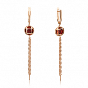 Золотые серьги Platina 02-4505-00-204-1110-46 с гранатом 02-4505-00-204-1110-46 фото