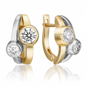 Серьги из комбинированного золота Platina 02-4512-00-501-1121-38 с фианитом 02-4512-00-501-1121-38 фото