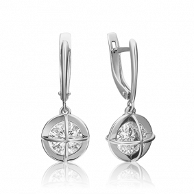 Серьги из белого золота Platina 02-4519-00-501-1120-67 с фианитом 02-4519-00-501-1120-67 фото