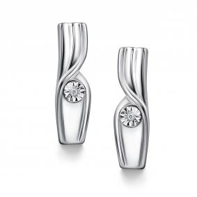 Серебряные серьги АЛЬКОР 02-4523/000Б-00 с бриллиантом 02-4523/000Б-00 фото