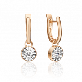 Серьги из комбинированного золота Platina 02-4531-00-101-1111-30 с бриллиантом 02-4531-00-101-1111-30 фото