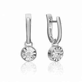 Серьги из белого золота Platina 02-4531-00-101-1120-30 с бриллиантом 02-4531-00-101-1120-30 фото