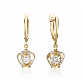 Серьги из комбинированного золота Platina 02-4539-00-501-1121-67 с фианитом 02-4539-00-501-1121-67 фото