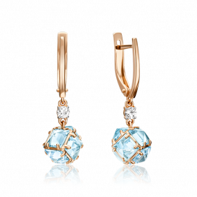 Золотые серьги Platina 02-4547-00-201-1110-57 с топазом 02-4547-00-201-1110-57 фото