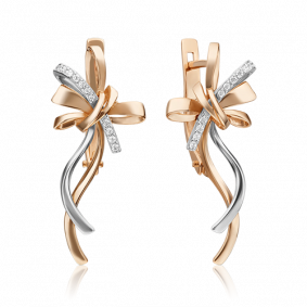 Серьги из комбинированного золота Platina 02-4548-00-401-1111-23 с фианитом 02-4548-00-401-1111-23 фото