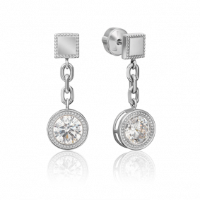 Серьги из белого золота Platina 02-4557-00-501-1120-38 с фианитом 02-4557-00-501-1120-38 фото
