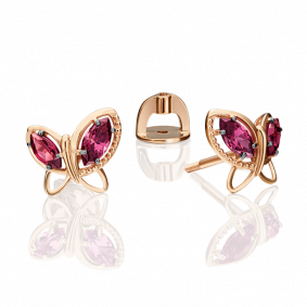 Золотые серьги Platina 02-4558-00-204-1110-46 с гранатом 02-4558-00-204-1110-46 фото