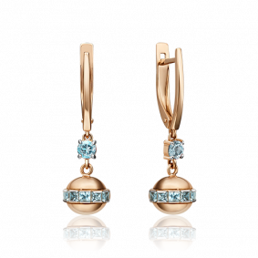Золотые серьги Platina 02-4561-00-201-1110-46 с топазом 02-4561-00-201-1110-46 фото