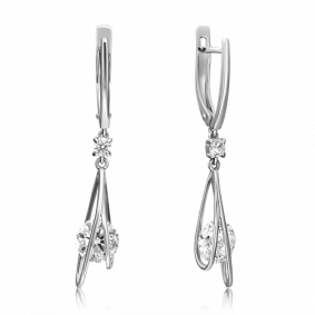 Серьги из белого золота Platina 02-4564-00-401-1120 с фианитом 02-4564-00-401-1120 фото