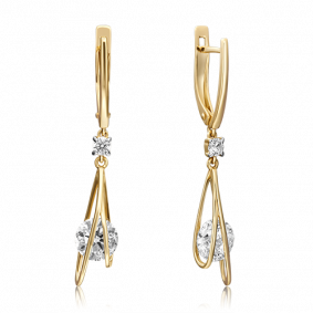 Серьги из лимонного золота Platina 02-4564-00-501-1130-38 с фианитом 02-4564-00-501-1130-38 фото