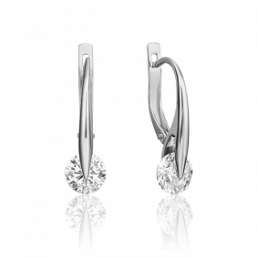 Серьги из белого золота Platina 02-4568-00-501-1120-38 с фианитом 02-4568-00-501-1120-38 фото