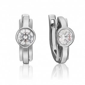 Серьги из белого золота Platina 02-4575-00-501-1120-38 с фианитом 02-4575-00-501-1120-38 фото