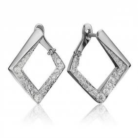 Серьги из белого золота Platina 02-4580-00-401-1120-24 с фианитом 02-4580-00-401-1120-24 фото