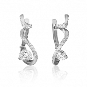 Серьги из белого золота Platina 02-4582-00-501-1120-38 с фианитом 02-4582-00-501-1120-38 фото