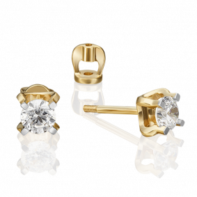Серьги из лимонного золота Platina 02-4587-00-501-1130-38 с фианитом 02-4587-00-501-1130-38 фото