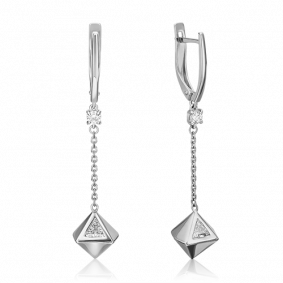 Серьги из белого золота Platina 02-4590-00-501-1120-38 с фианитом 02-4590-00-501-1120-38 фото