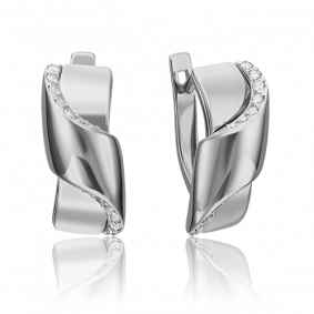 Серьги из белого золота Platina 02-4594-00-401-1120-23 с фианитом 02-4594-00-401-1120-23 фото