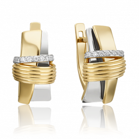 Серьги из комбинированного золота Platina 02-4595-00-401-1121-23 с фианитом 02-4595-00-401-1121-23 фото