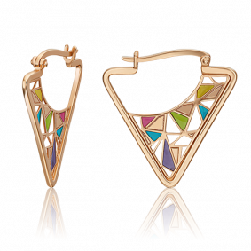 Золотые серьги Platina с витражной эмалью 02-4597-00-000-1110-48 02-4597-00-000-1110-48 фото