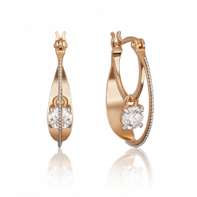 Серьги из комбинированного золота Platina 02-4600-00-501-1111-38 с фианитом 02-4600-00-501-1111-38 фото