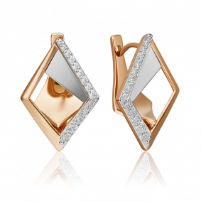 Серьги из комбинированного золота Platina 02-4605-00-401-1111-23 с фианитом 02-4605-00-401-1111-23 фото