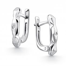 Серебряные серьги АЛЬКОР 02-4617/000Б-00 с бриллиантом 02-4617/000Б-00 фото