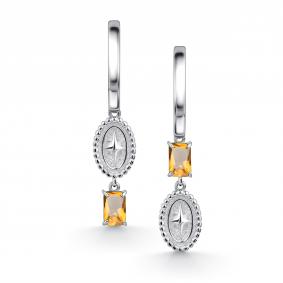 Серебряные серьги АЛЬКОР 02-4623/00ЦТ-00 с цитрином 02-4623/00ЦТ-00 фото