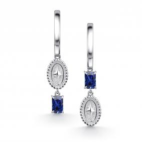 Серебряные серьги АЛЬКОР 02-4623/0ГТС-00 с гидротермальным сапфиром 02-4623/0ГТС-00 фото